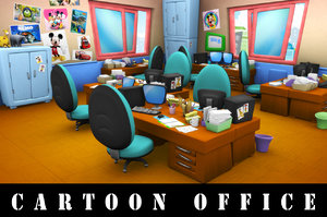 cartoon office 3d model