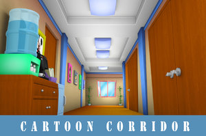 cartoon corridor obj