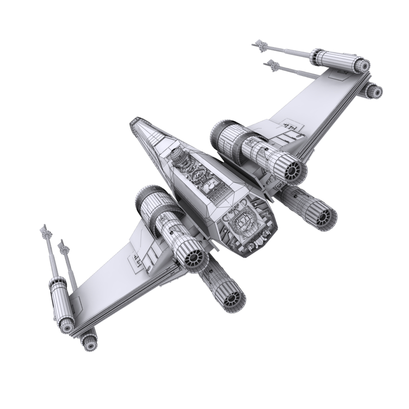 3d model resistance x-wing fighter black