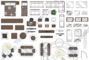 2d floorplan furniture, (style-3).