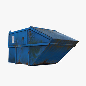 blue painted metal container 3d model