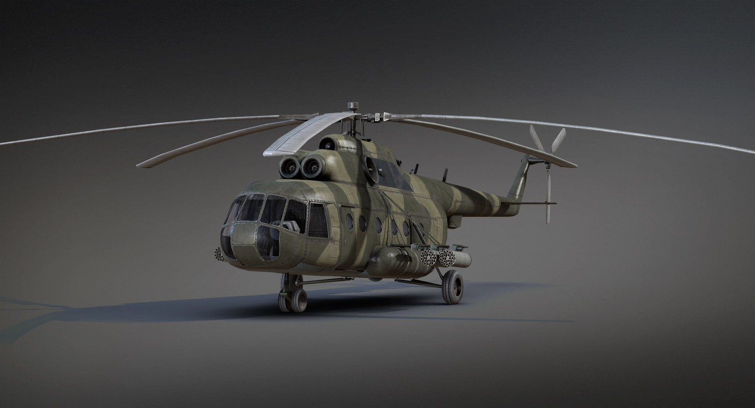 lowpoly military helicopter mi8 3d model