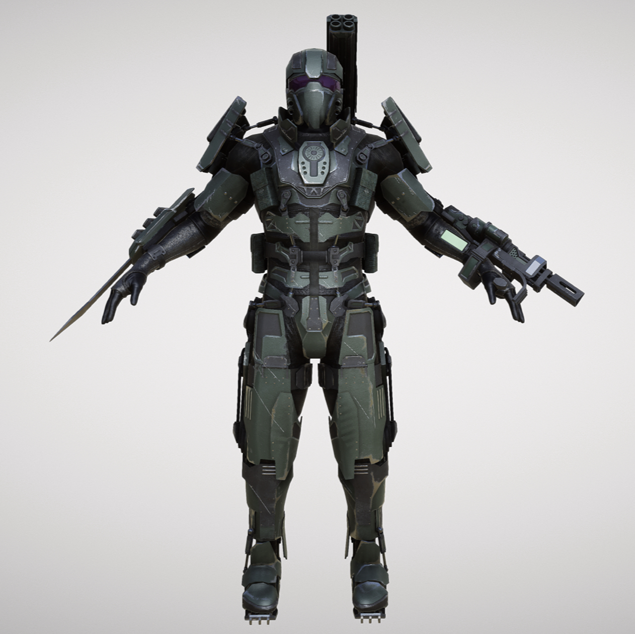 soldier exoskeleton pbr 3d fbx