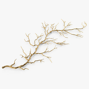 3d model gold twig branch wall