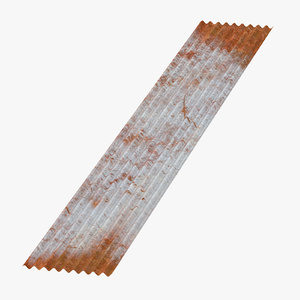 corrugated metal sheets rusted 3d model