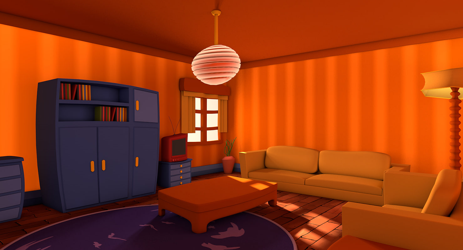 living cartoon room c4d