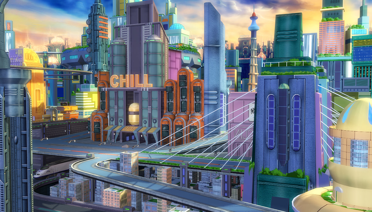 cartoon sci-fi city max