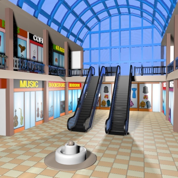 cartoon shopping mall 3d model