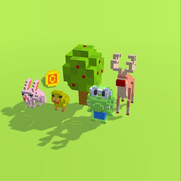 Pixel models. 3d Pixel animals.