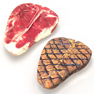 3d realistic raw grilled porterhouse