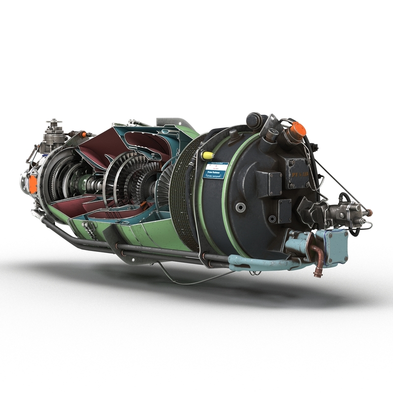 3d sectioned turbojet engines modeled model