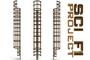 sci fi stair vertical 3d model