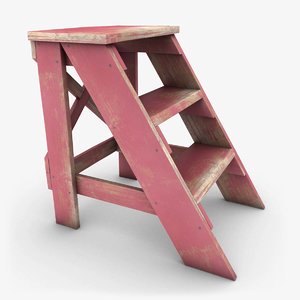 realistic antique ladder pink 3d 3ds