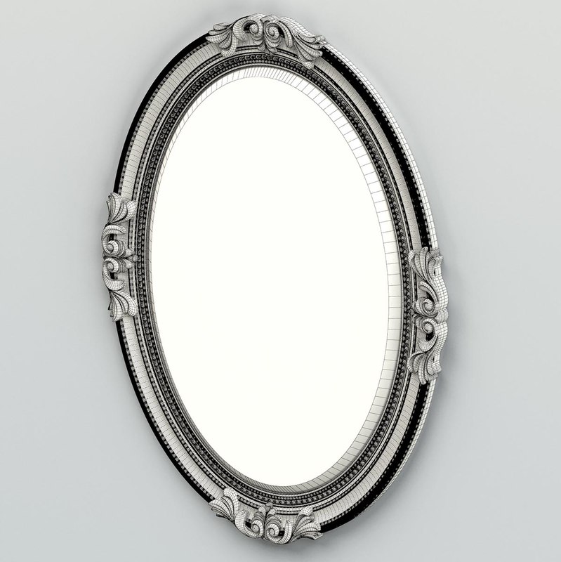 carved oval mirror frame 3d max
