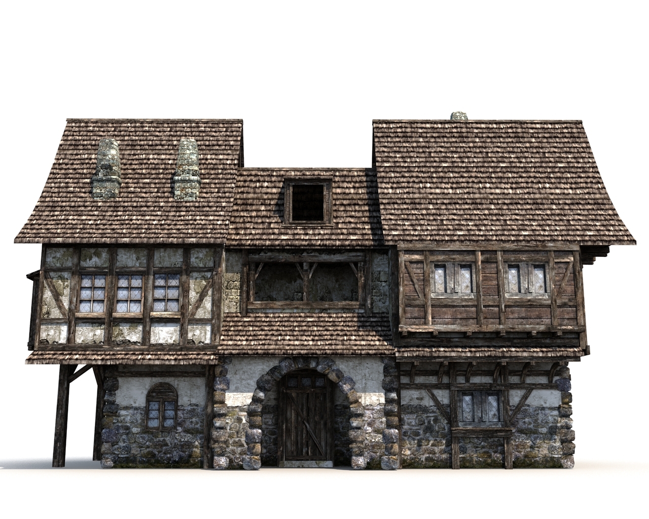 3d model 2 medieval houses