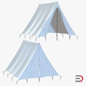 3d vintage camping tent set model