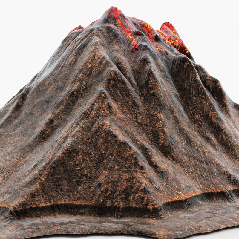 3d volcanoes mountains model