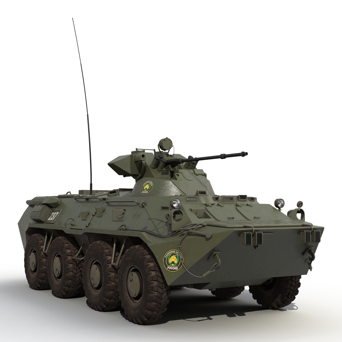 两栖装甲运兵车btr 80a rigged3d模型