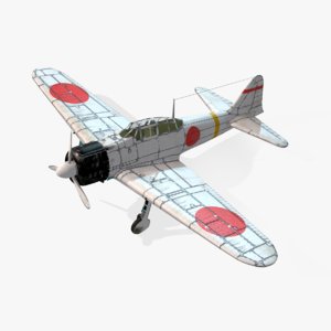 aircraft a6m2 zero real-time 3d max