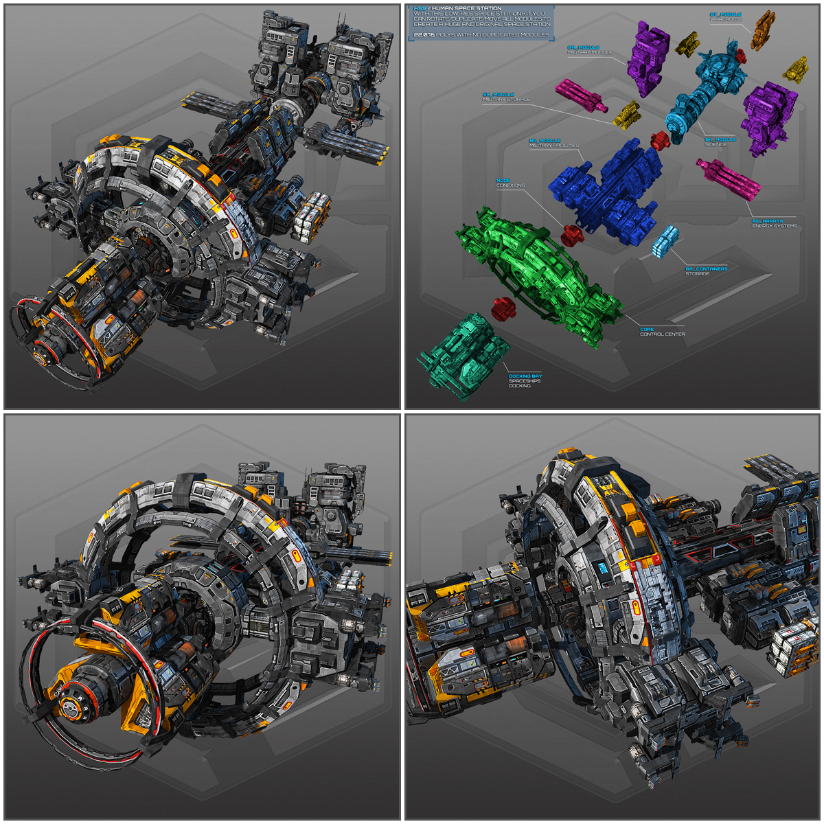 Low Resolution Image Model 4 spaceships low-res 3d model