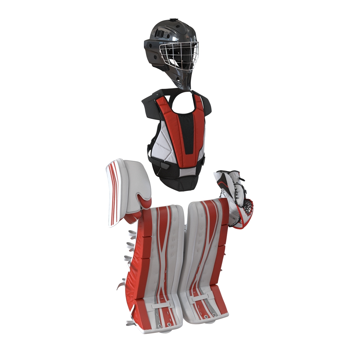 曲棍球守门员保护套件通用红色23d模型
