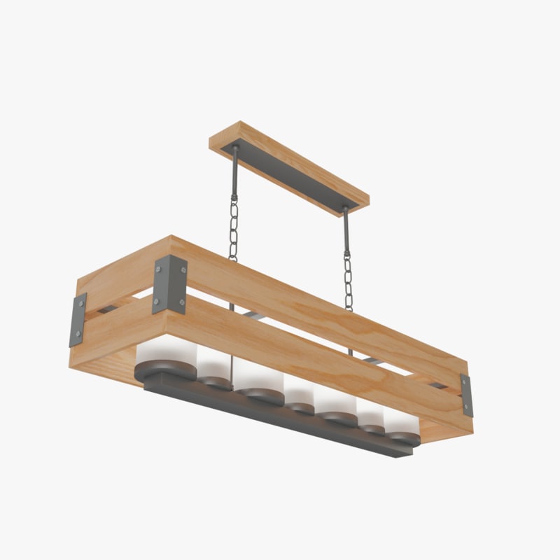 Loft Wooden Box Chandelier 3d Max