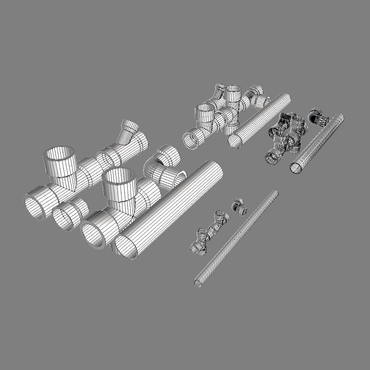 Pvc water pipes 3d model