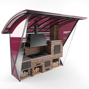 3d barbeque outdoor kitchen model