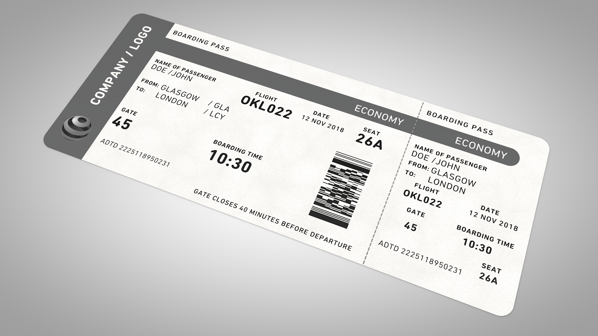 3d model flight ticket