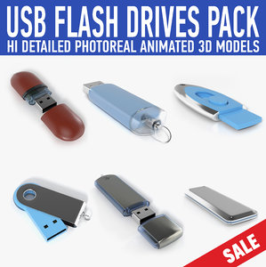usb flash drive pack 3d obj