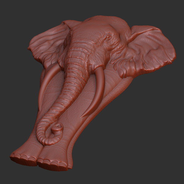 3d model elephant basrelief sculpture cnc