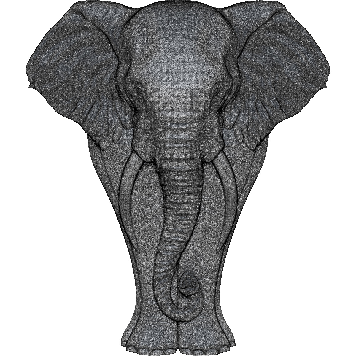 3d model elephant basrelief sculpture cnc