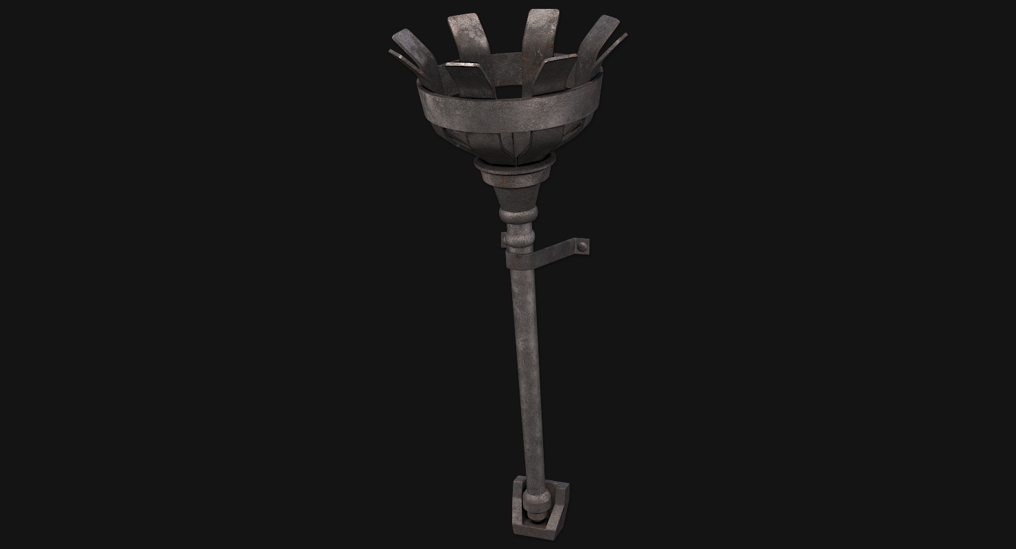 medieval wall torch lights 3d model