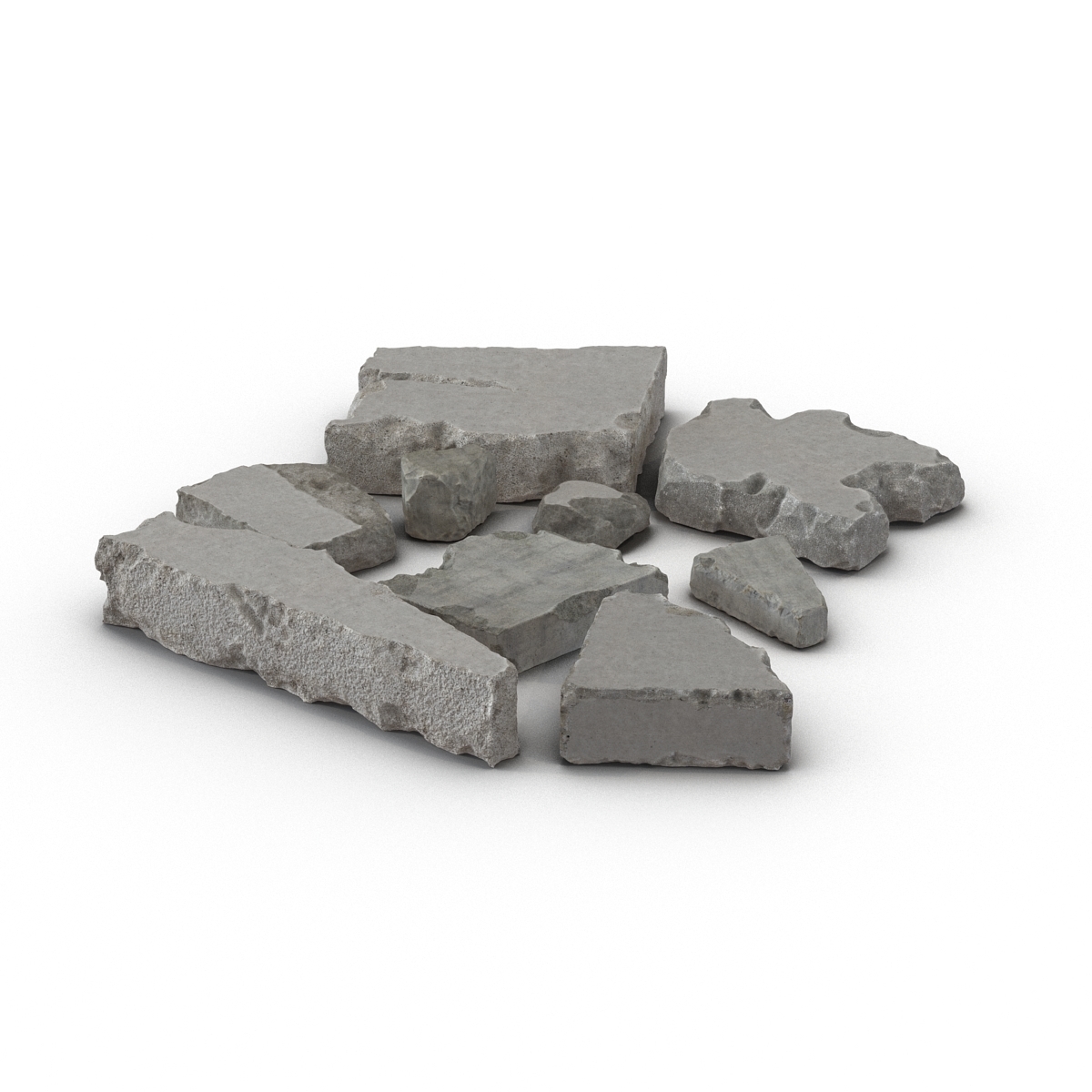 3d concrete chunks set model