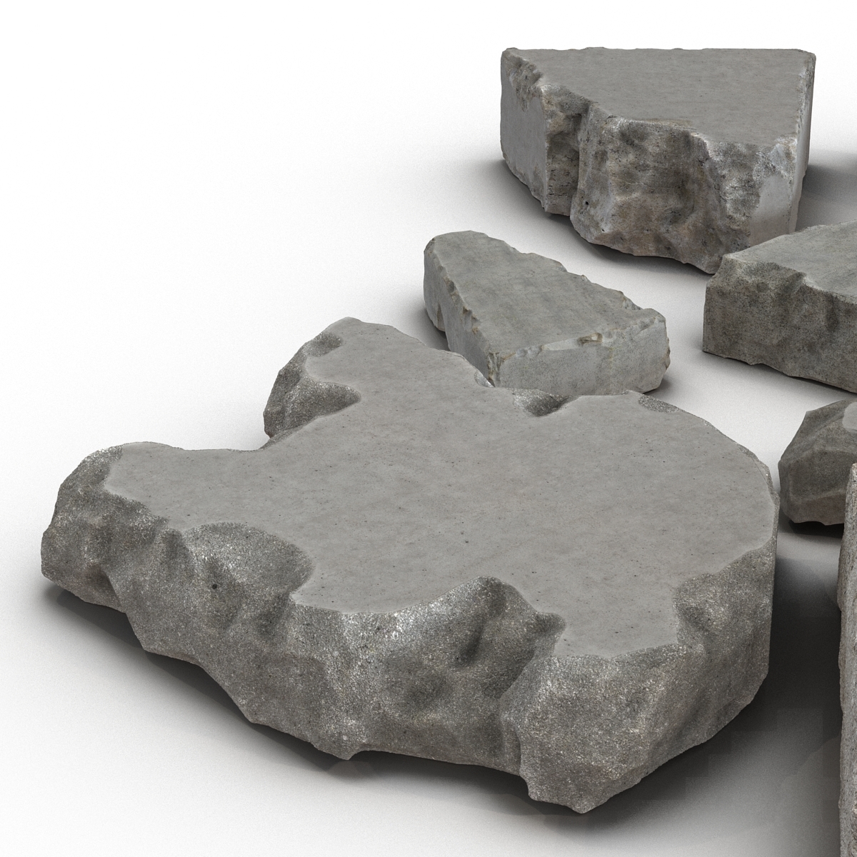 3d concrete chunks set model