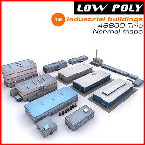 3d model industrial buildings set