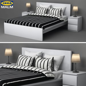 3d model of bedroom bed malm ikea