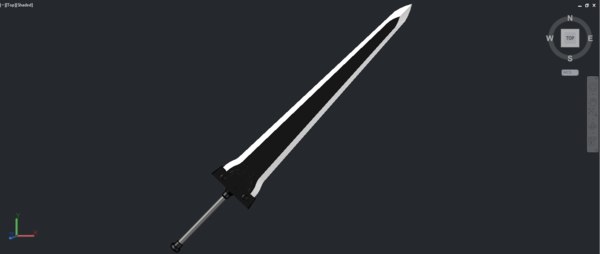 kirito black iron greatsword 3d dwg