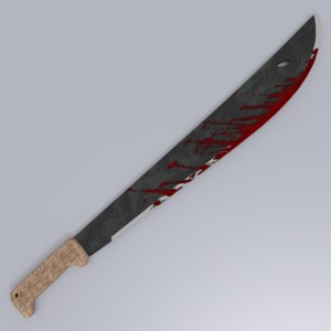 bloodied machete 3d model