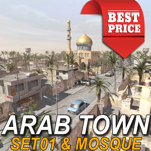 3d arab town-set01 mosque multi model