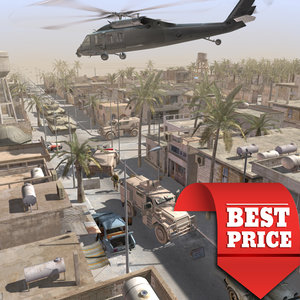 arab town war scenario 3d model