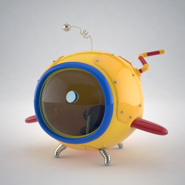 stylized cartoon mini submarine explorer