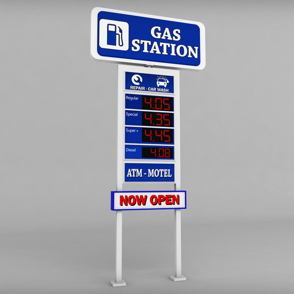 3d gas station sign