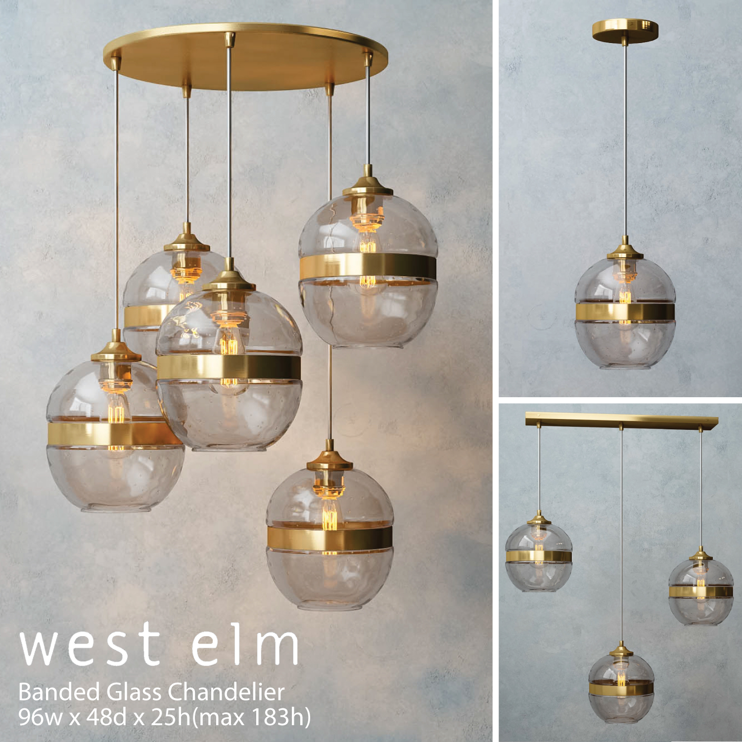 West Elm Banded Glass Chandelier