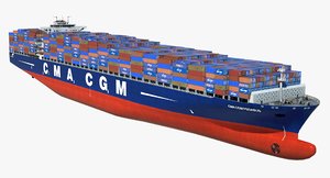 3d model container ship cma pegasus
