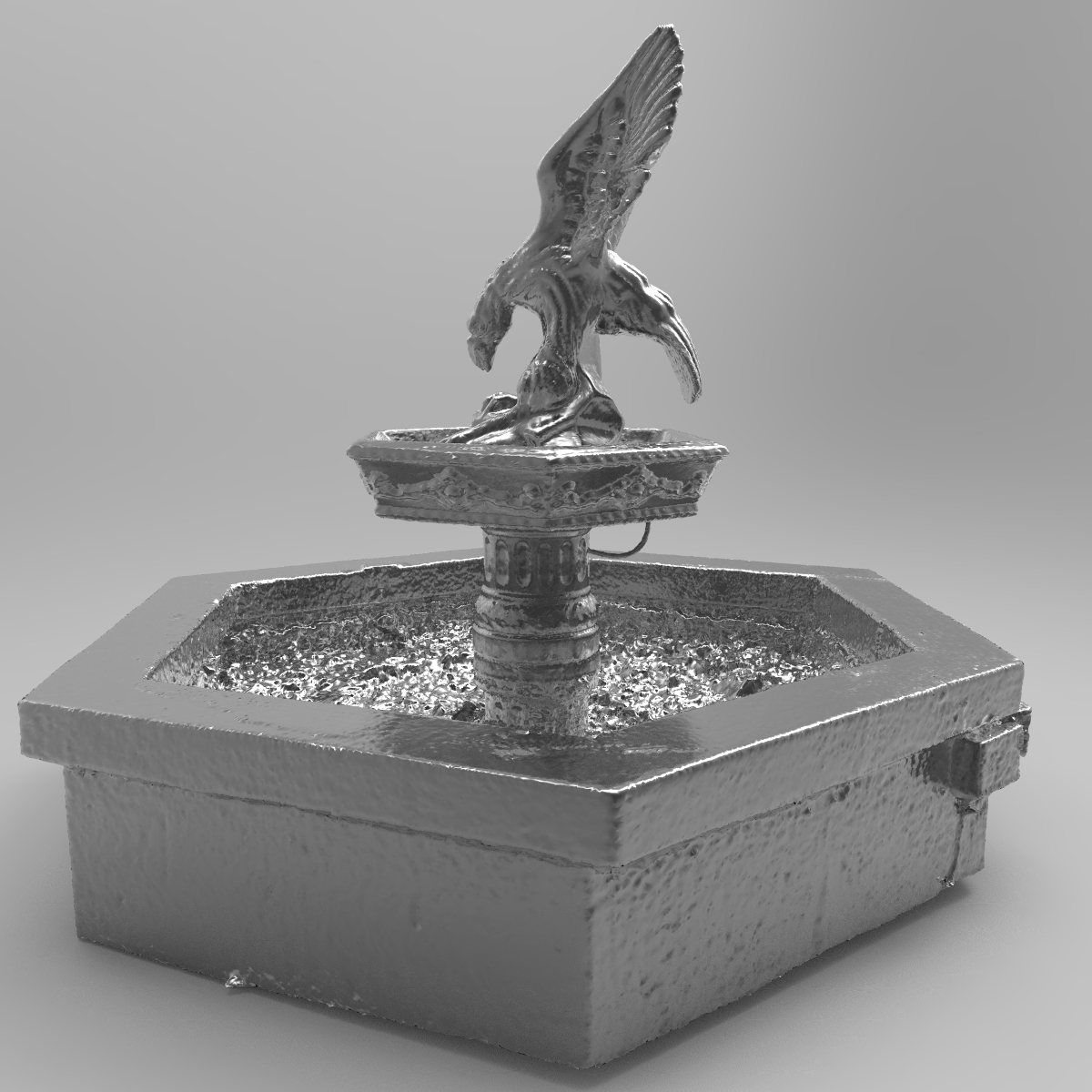 pond statue water fountain obj