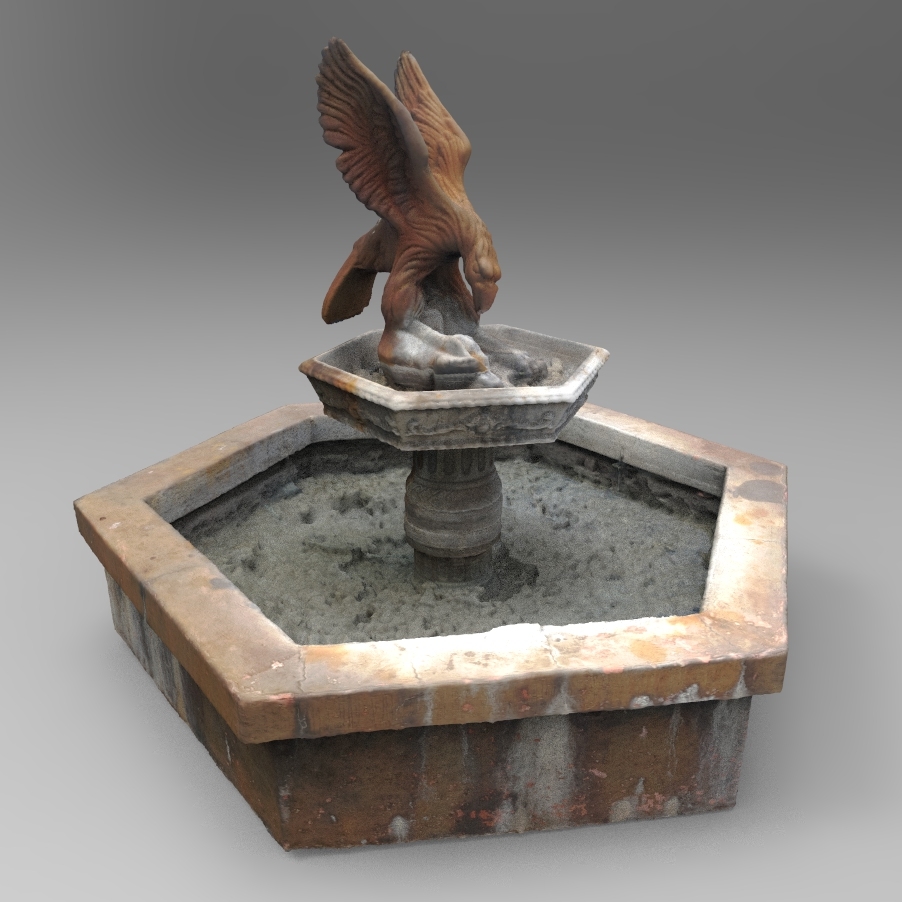 pond statue water fountain obj