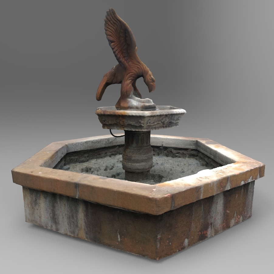 pond statue water fountain obj