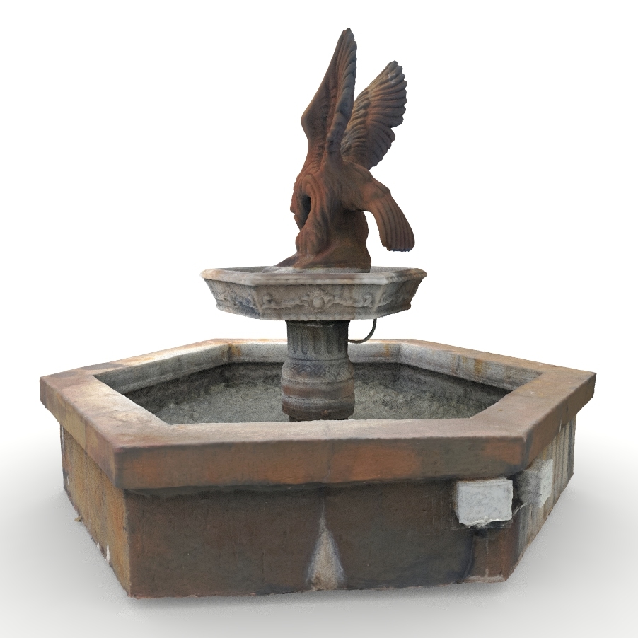 pond statue water fountain obj