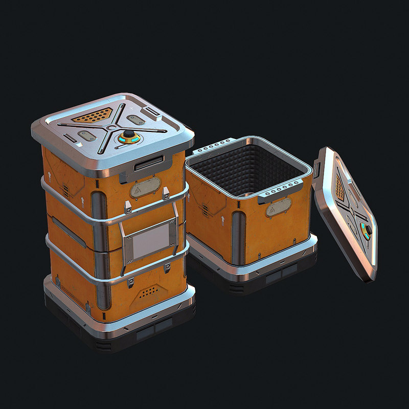 scifi metal crate 3d model